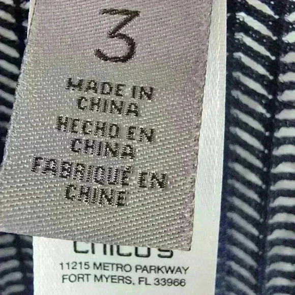 Easywear Chicos 3 Cardigan Womens XL Floral Laser Cut Striped Nylon Blend Open - Picture 3 of 16